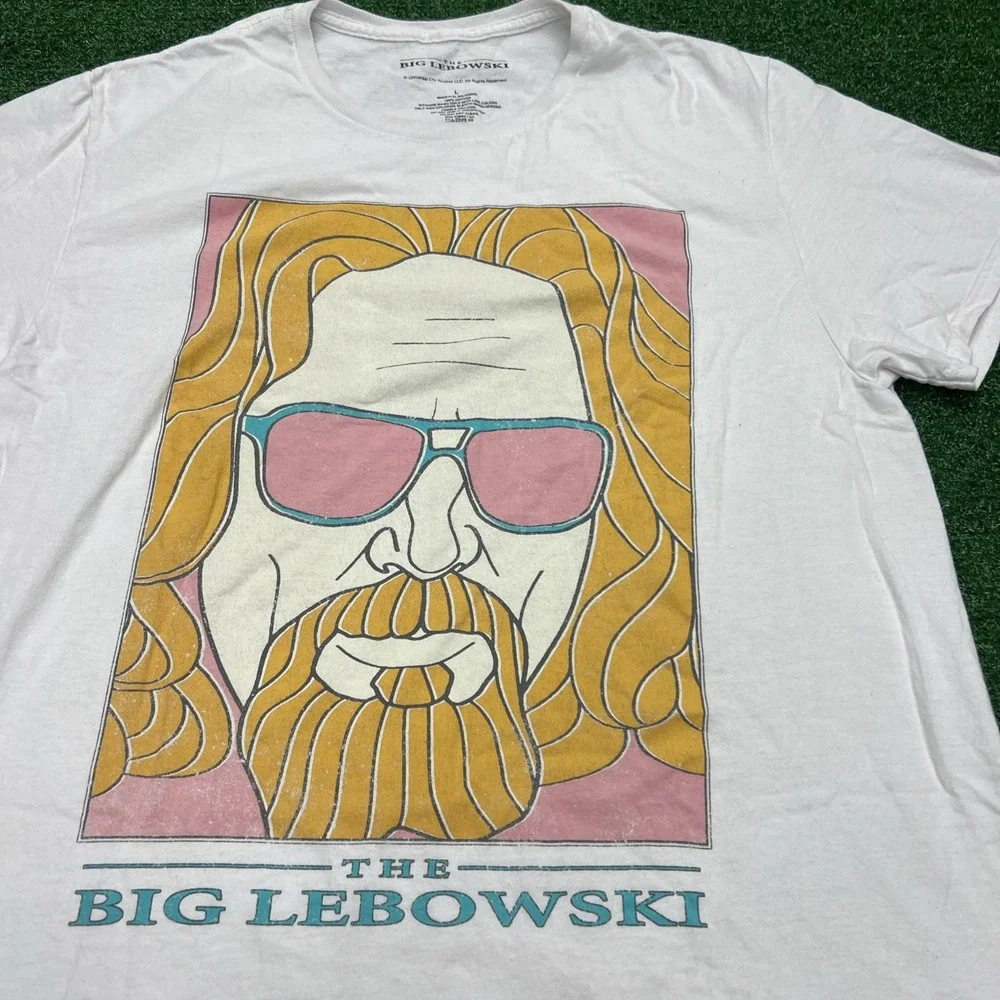 The‎ Big Lebowski Cartoon Face With Sunglasses White T-Shirt Mens Size Large